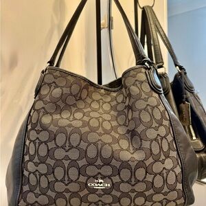 COACH MADISON PHOEBE SIGANTURE FABRIC & LEATHER SATCHEL, BLACK MSRP $299.00